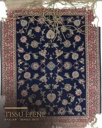 Tapis Tabriz 1890 avant restauration — franges déchirées en lambeaux