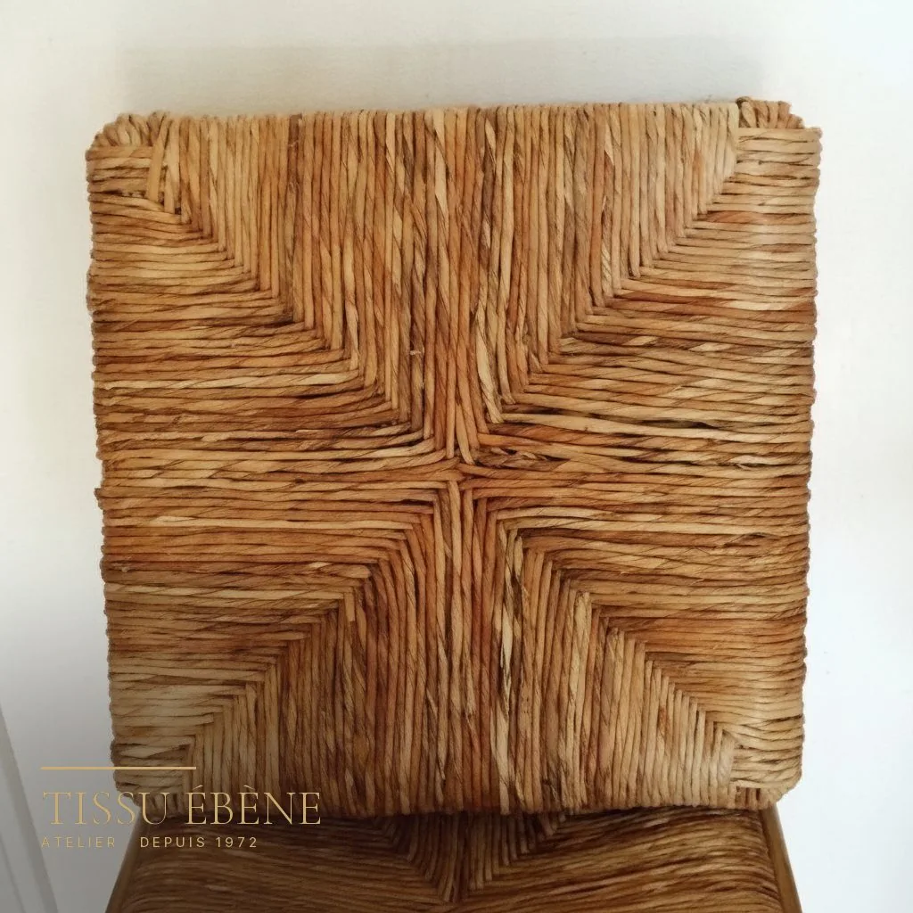 Assise de chaise en paille naturelle, rempaillage traditionnel